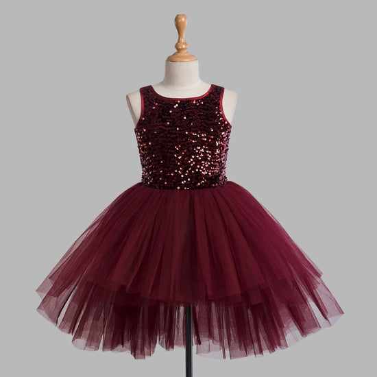 Toy Balloon Kids Dress Up Maroon Hi-Low Skirt girls party wear dress