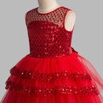 Toy Balloon Kids Little Red Hi-Low girls party wear dress