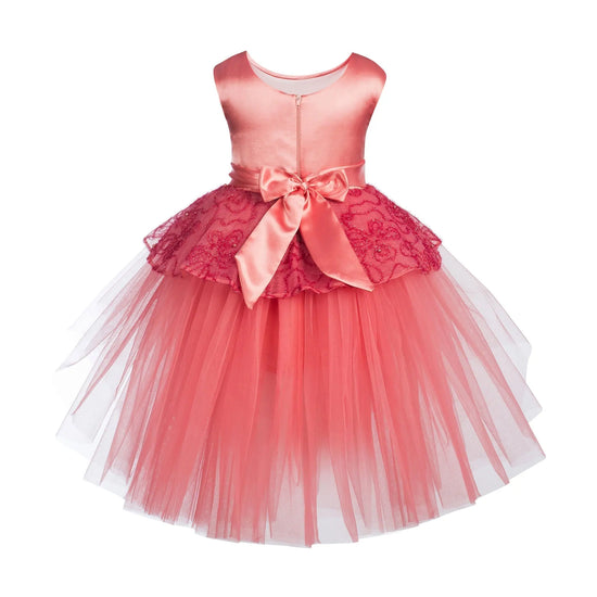 Toy Balloon Kids Cherry Dusty rose Hi-Low girls party wear dress