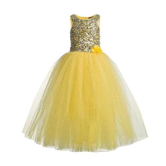 Toy Balloon Kids Bella Bella Yellow Full length Gown girls party wear dress