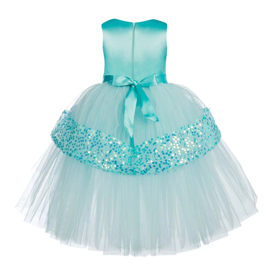 Toy Balloon Kids Little Sky blue Hi-Low girls party wear dress