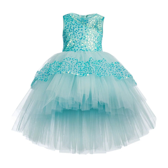 Toy Balloon Kids Little Sky blue Hi-Low girls party wear dress