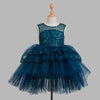 Toy Balloon Kids Dreams Teal blue Hi-Low girls party wear dress