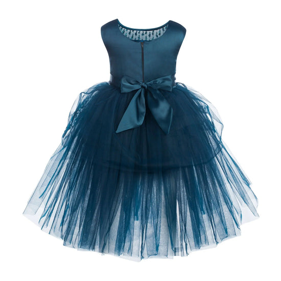 Toy Balloon Kids Dreams Teal blue Hi-Low girls party wear dress