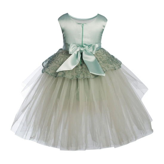 Toy Balloon Kids Icy Sea Green Hi-Low girls party wear dress