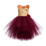 Toy Balloon Kids Magnolia Maroon Hi-Low girls party wear dress