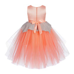 Toy Balloon Kids Sew Lovely Peach Hi-Low girls party wear dress