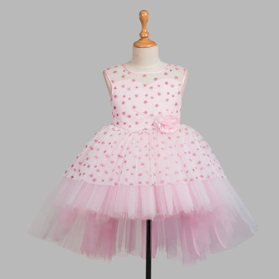 Toy Balloon Kids Icing Baby pink Hi-Low girls party wear dress