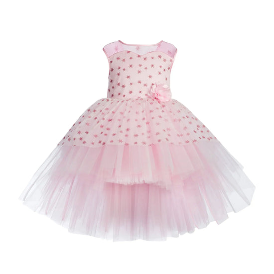 Toy Balloon Kids Icing Baby pink Hi-Low girls party wear dress