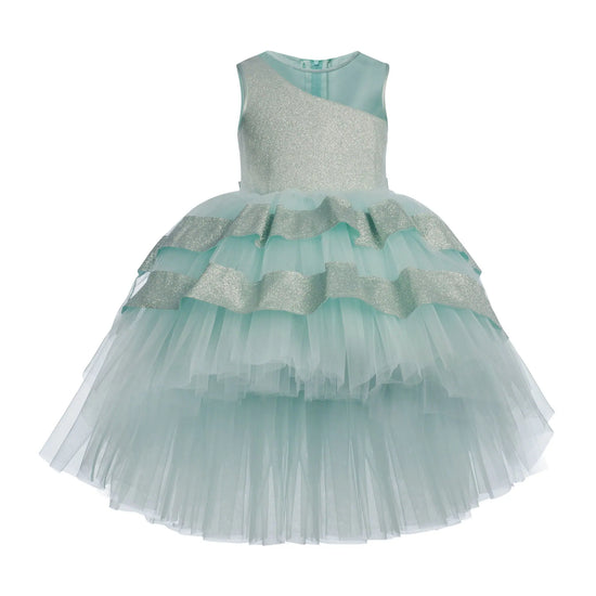 Toy Balloon Kids Peach Sea Green Hi-Low girls party wear dress