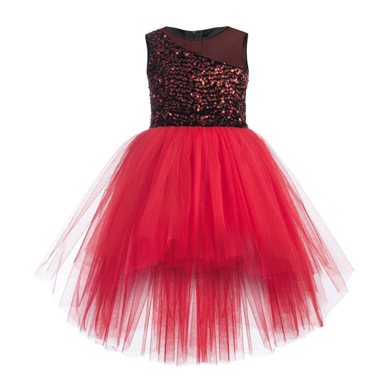 Toy Balloon Kids Polkats Red Hi-Low girls party wear dress