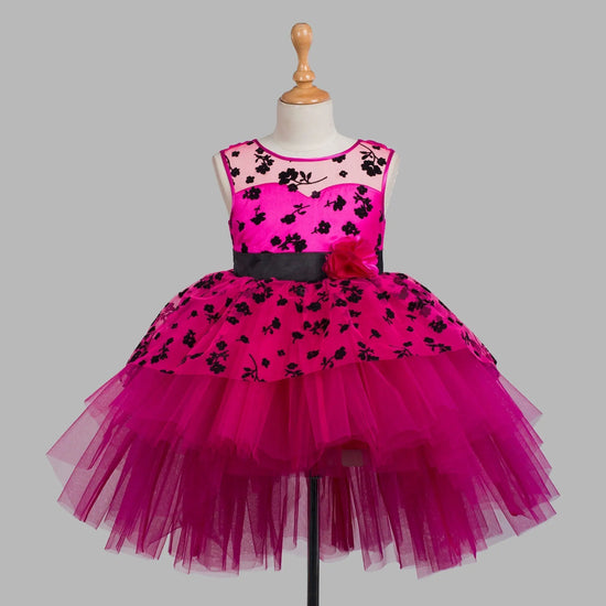 Toy Balloon Kids Bumble Bee Fuchsia pink Hi-Low girls party wear dress