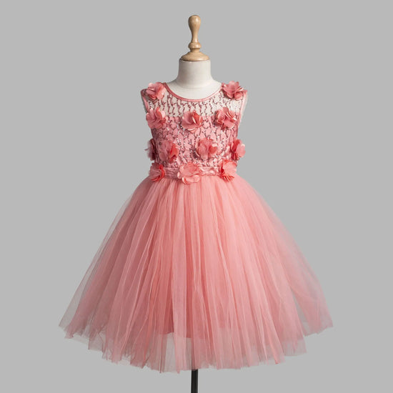 Toy Balloon Kids Azalea Peach Hi-Low girls party wear dress