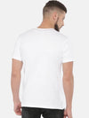 White Printed Round Neck Cotton T-shirt Regular Fit