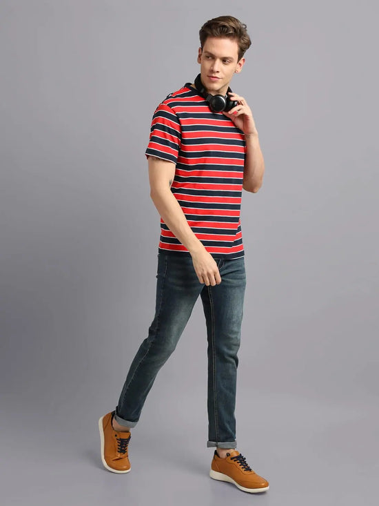 Red Bubble Striped Men T-Shirt