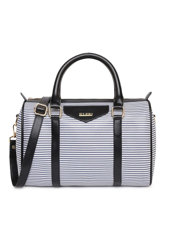 Kleio Rose Striped Faux Leather Satchel Handbag for Women Girls