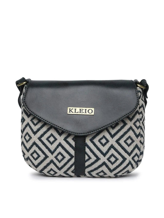 Kleio Boutique PU leather Jacquard Crossbody Side Sling Handbag for Women and Girls