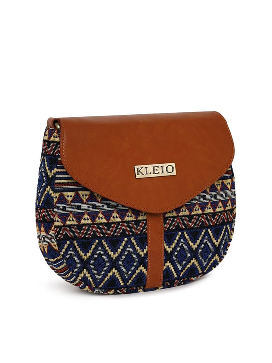 Kleio Acme PU leather Jacquard Crossbody Side Sling Handbag for Women and Girls