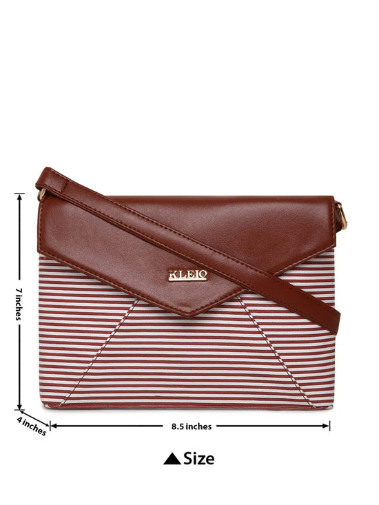 Kleio Lover?? Striped PU Leather Stylish Sling Cross Body Hand Bag for Women Girls Ladies