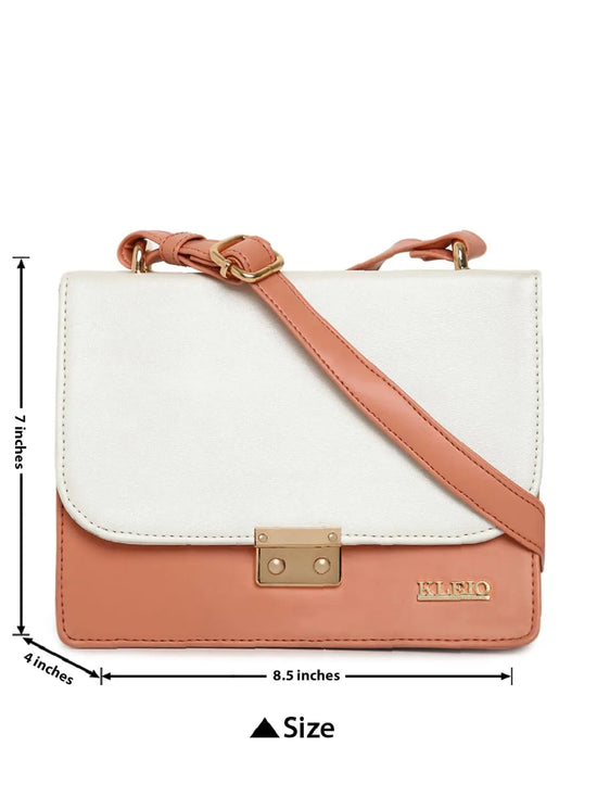 Kleio Little Heaven Twin Colour Double Compartment Elegant Sling Cross Body Handbag for Women Girls Ladies