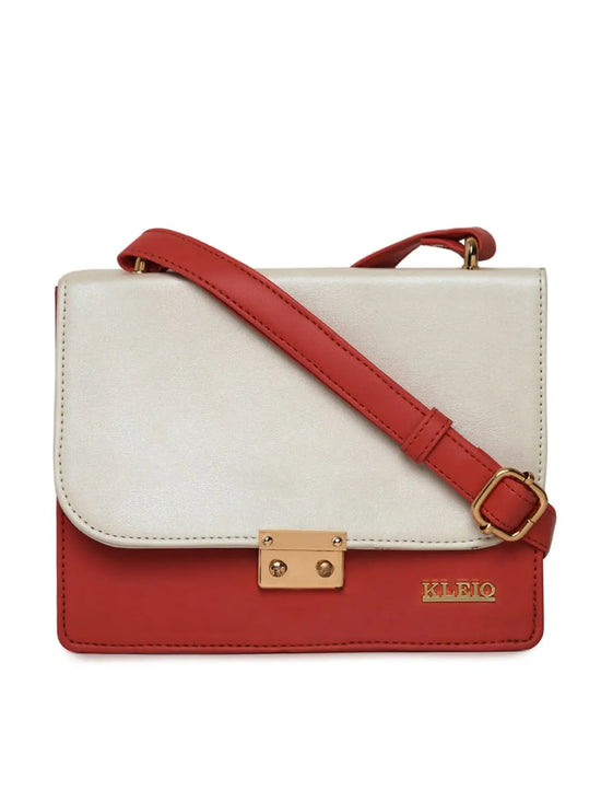 Kleio Designer Connection Twin Colour Double Compartment Elegant Sling Cross Body Handbag for Women Girls Ladies