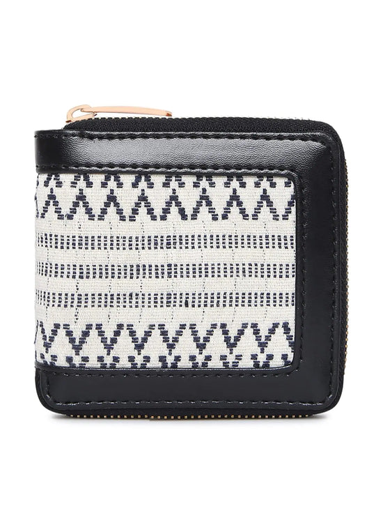 Kleio Dianas PU and Jacquard Multi Slot Purse Wallet with Zip Closure For Women/Girls