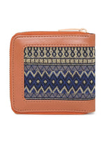 Kleio Classic PU and Jacquard Multi Slot Purse Wallet with Zip Closure For Women/Girls