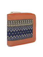 Kleio Classic PU and Jacquard Multi Slot Purse Wallet with Zip Closure For Women/Girls