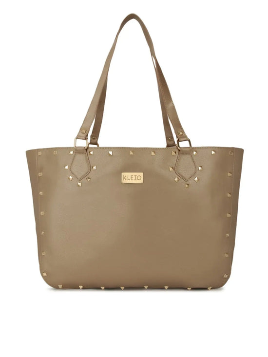 Kleio Trendy Gold Studded Tote Shoulder Hand Bag For Women/Girls