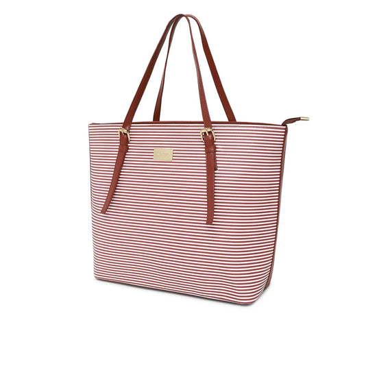 Kleio Digital Striped PU Leather Women Girls Zipper Tote Shoulder Hand Bag For Office Party Work College