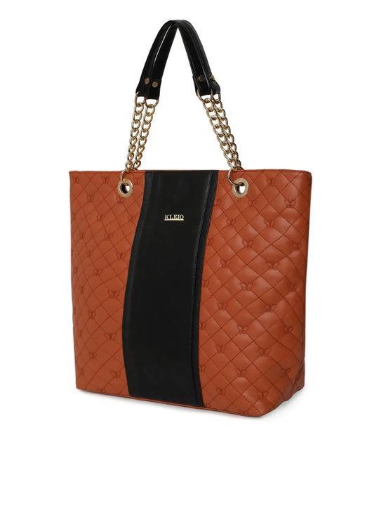 Kleio Luxury Stylish Quilted Zip Tote Handbag Purse for Office Women Ladies College Girls