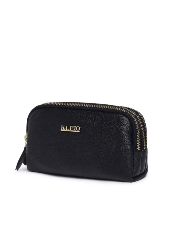 Kleio Unique Vegan Leather Travel Cosmetics Toiletry Organizer Bag With Three Zipper Closure For Women/Girls