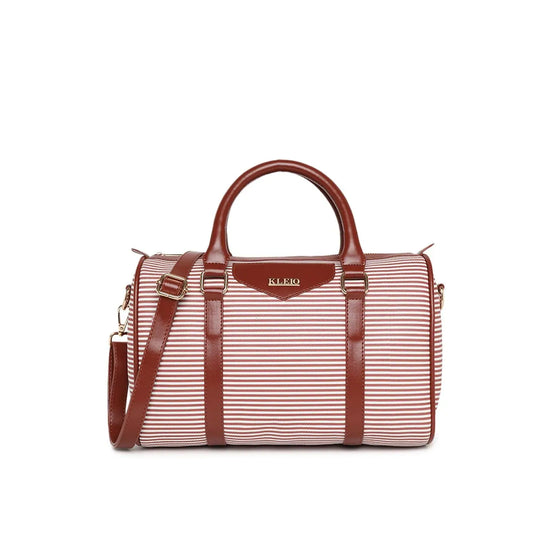 Kleio Pearl & Vera Striped Faux Leather Satchel Handbag for Women Girls