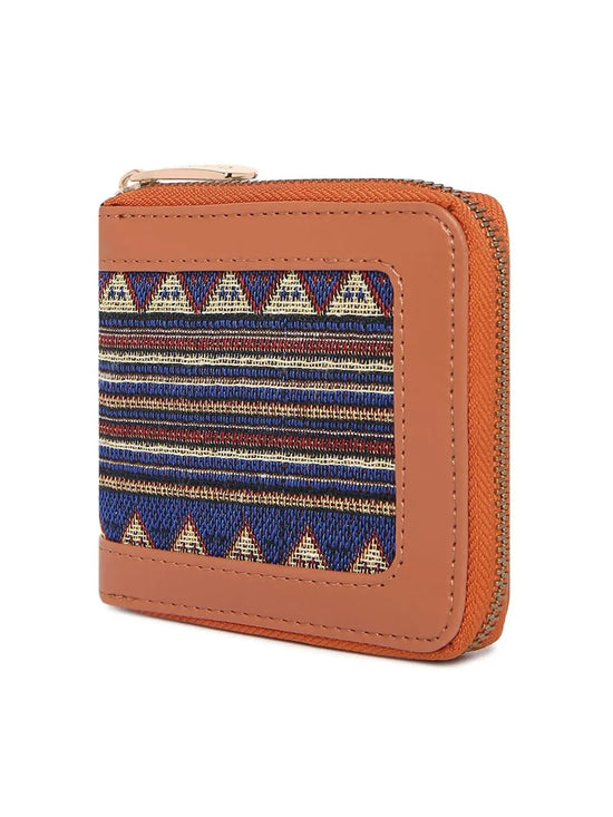 Kleio Clemmy?? PU and Jacquard Multi Slot Purse Wallet with Zip Closure For Women/Girls