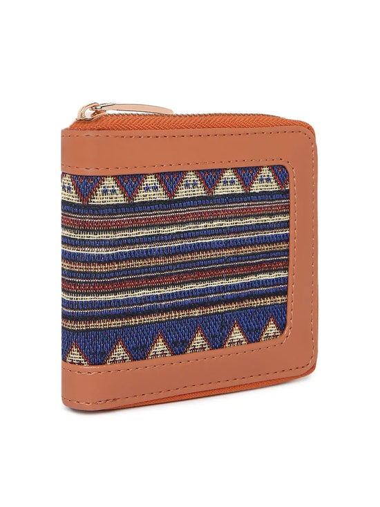 Kleio Clemmy?? PU and Jacquard Multi Slot Purse Wallet with Zip Closure For Women/Girls