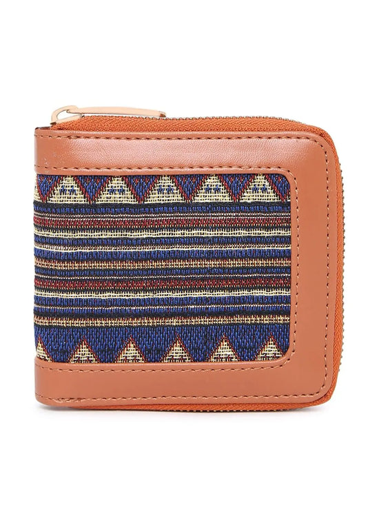 Kleio Clemmy?? PU and Jacquard Multi Slot Purse Wallet with Zip Closure For Women/Girls