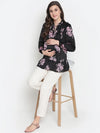 Oxolloxo Purple Flower Print Tie -Knot Maternity Tunic