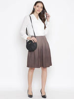 Oxolloxo Warmed Solid Brown Color With Lining Woolen Women Skirt