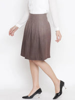 Oxolloxo Warmed Solid Brown Color With Lining Woolen Women Skirt