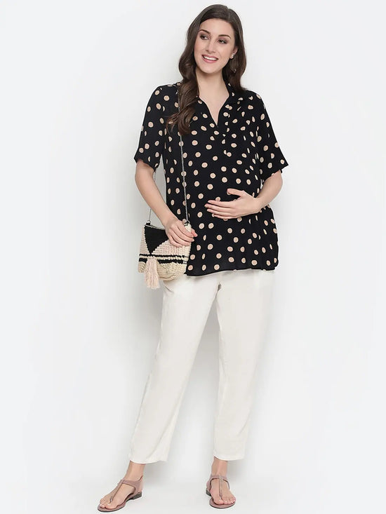 Oxolloxo Yellowcious Polka Print Casual Maternity Top