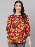 Oxolloxo Floweratic Muticolor Smocking Women Top