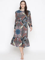 Oxolloxo Mocolor Printed Bleted Women Stylish Dress