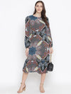 Oxolloxo Mocolor Printed Bleted Women Stylish Dress