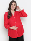 Oxolloxo Red Embroided Sleeve Good Looking Maternity Pleated Tunic