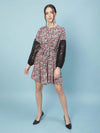 Oxolloxo Gropper Floral Print Sleeves Lace Fabric Women Dress