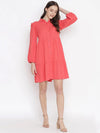 Oxolloxo Graceful Orange Posh Button-Down Women Shirt Dress