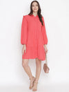 Oxolloxo Graceful Orange Posh Button-Down Women Shirt Dress