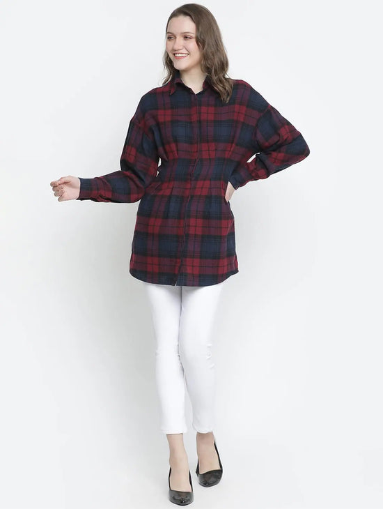 Lustre Brubl Check Button - Down Women Tunic