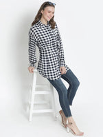 Check Mezz Button-Down Women Tunic