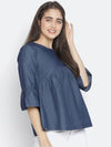 Appalling Blue Elegant Women Top